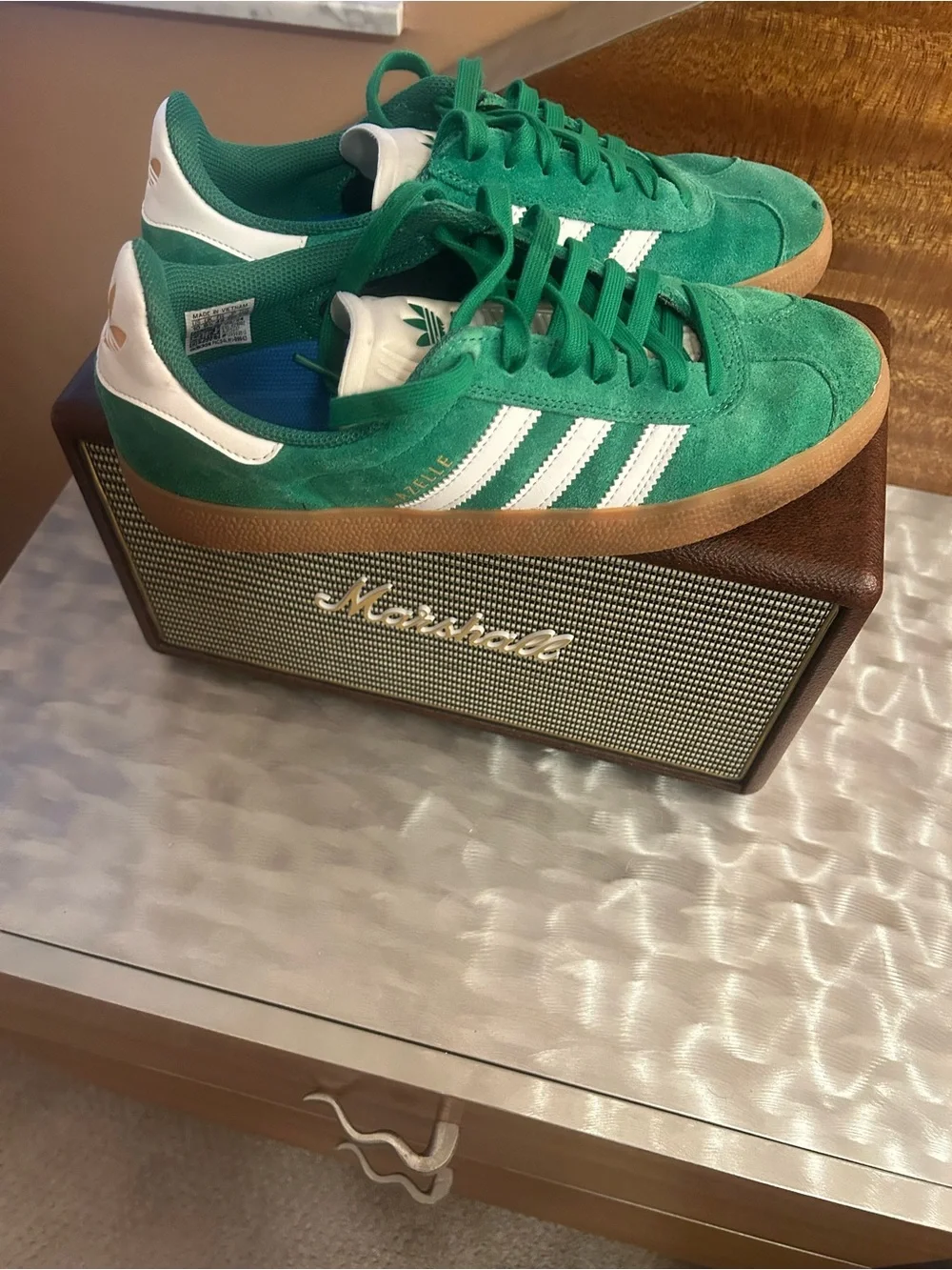 adidas Men's Gazelle Suede Sneakers in Green and White